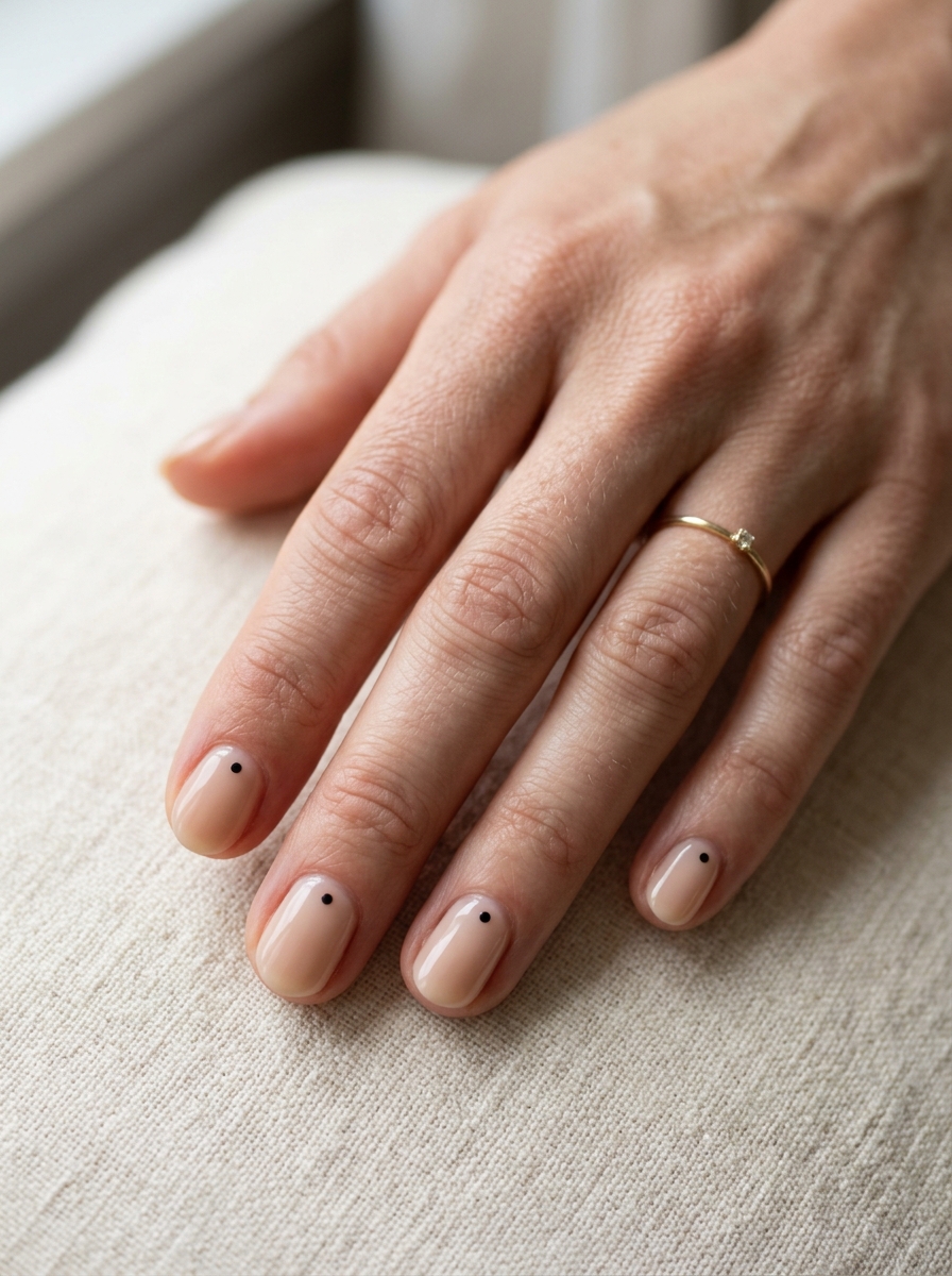 Tiny Dot Nude Nails als Minimal Nails Inspiration 2026